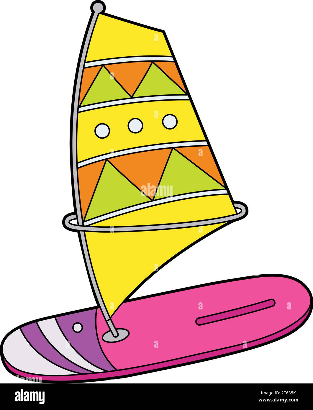 Windsurfer Cartoon Colored Clipart Illustration Stock Vector Image