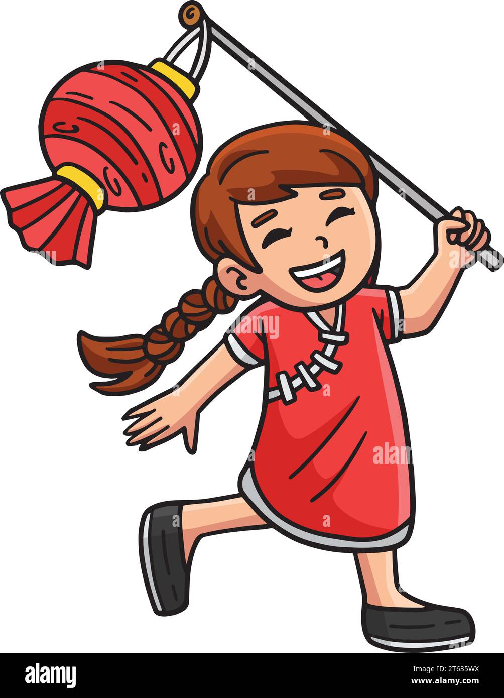 Year of the Dragon Child Holding Lantern Clipart Stock Vector Image ...