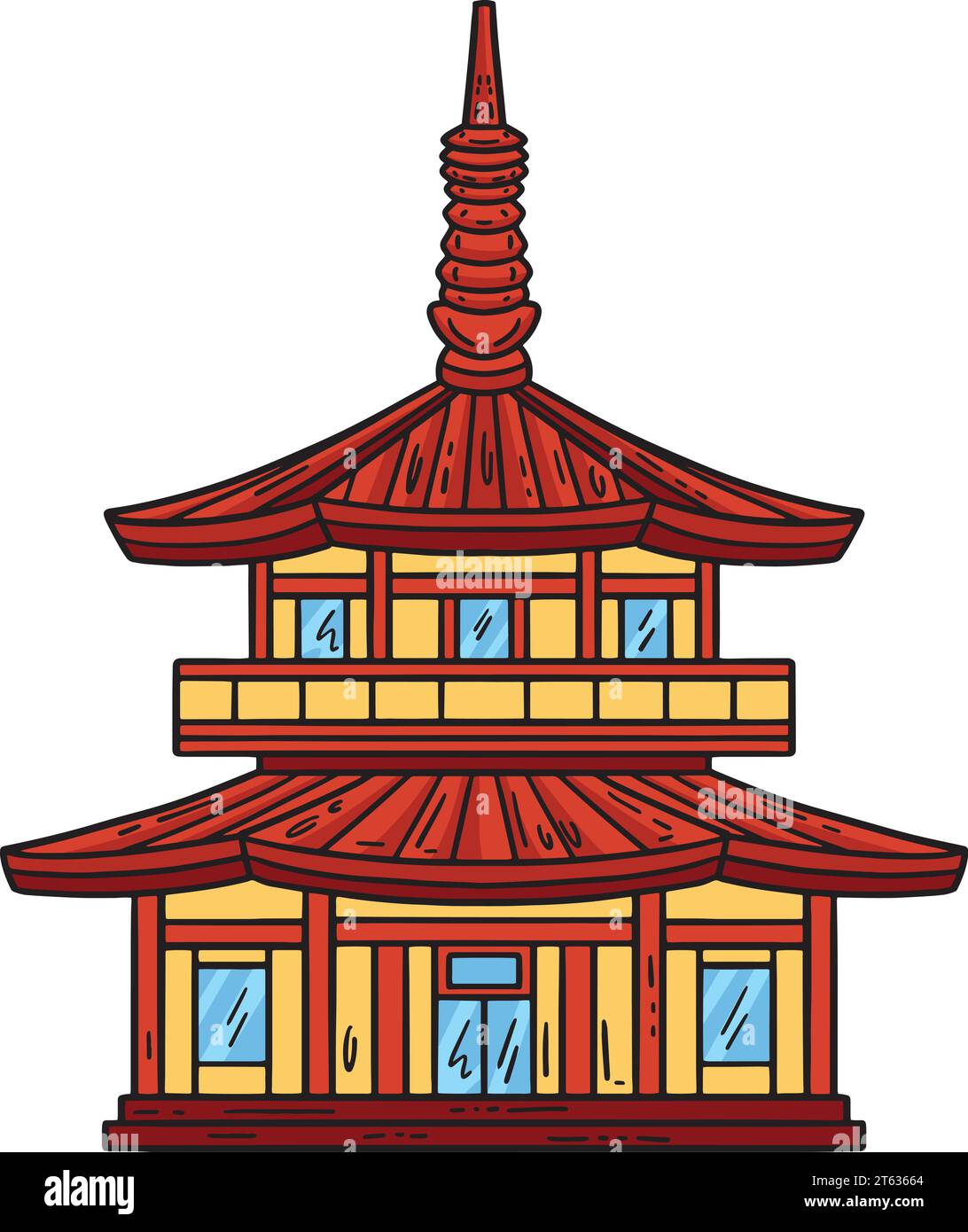 Year of the Dragon Pagoda Cartoon Colored Clipart Stock Vector Image ...