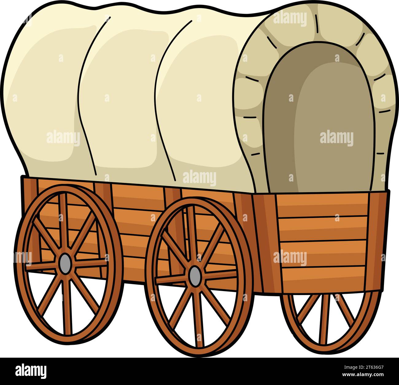 Wagon Vehicle Cartoon Colored Clipart Illustration Stock Vector Image