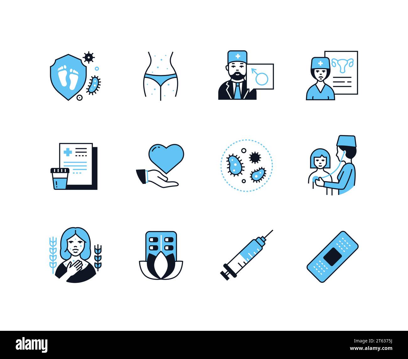 Diseases of the human body - line design style icons set Stock Vector ...