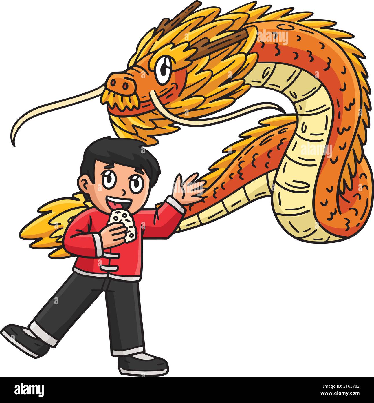 Year of the Dragon Child Holding Lantern Clipart Stock Vector Image ...