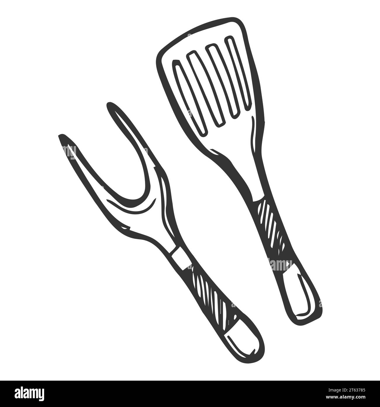 bbq-spatula-doodle-barbeque-cutlery-vector-illustration-stock-vector