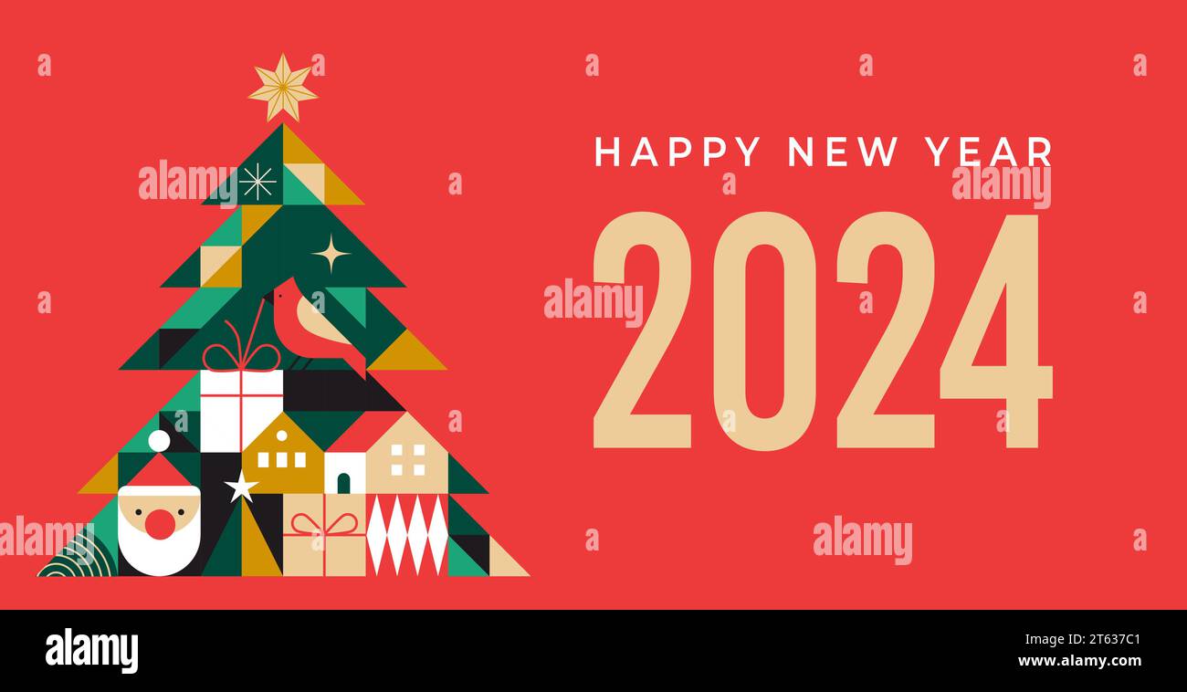 Happy New Year 2024, poster, banner and card design Stock Vector