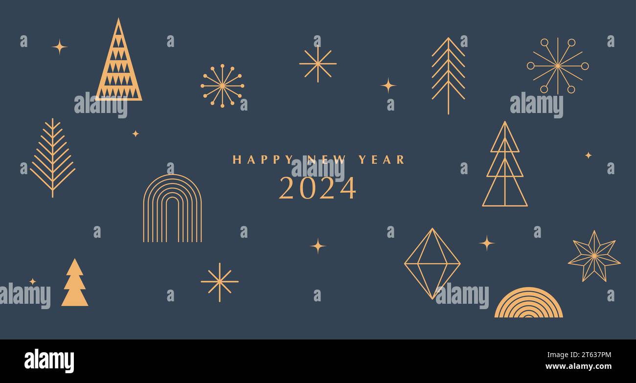 Happy New Year 2024, poster, banner and card design Stock Vector