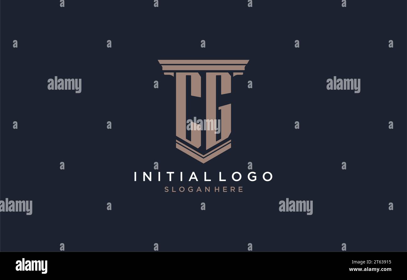 CG initial logo with pillar style, luxury law firm logo design ideas ...
