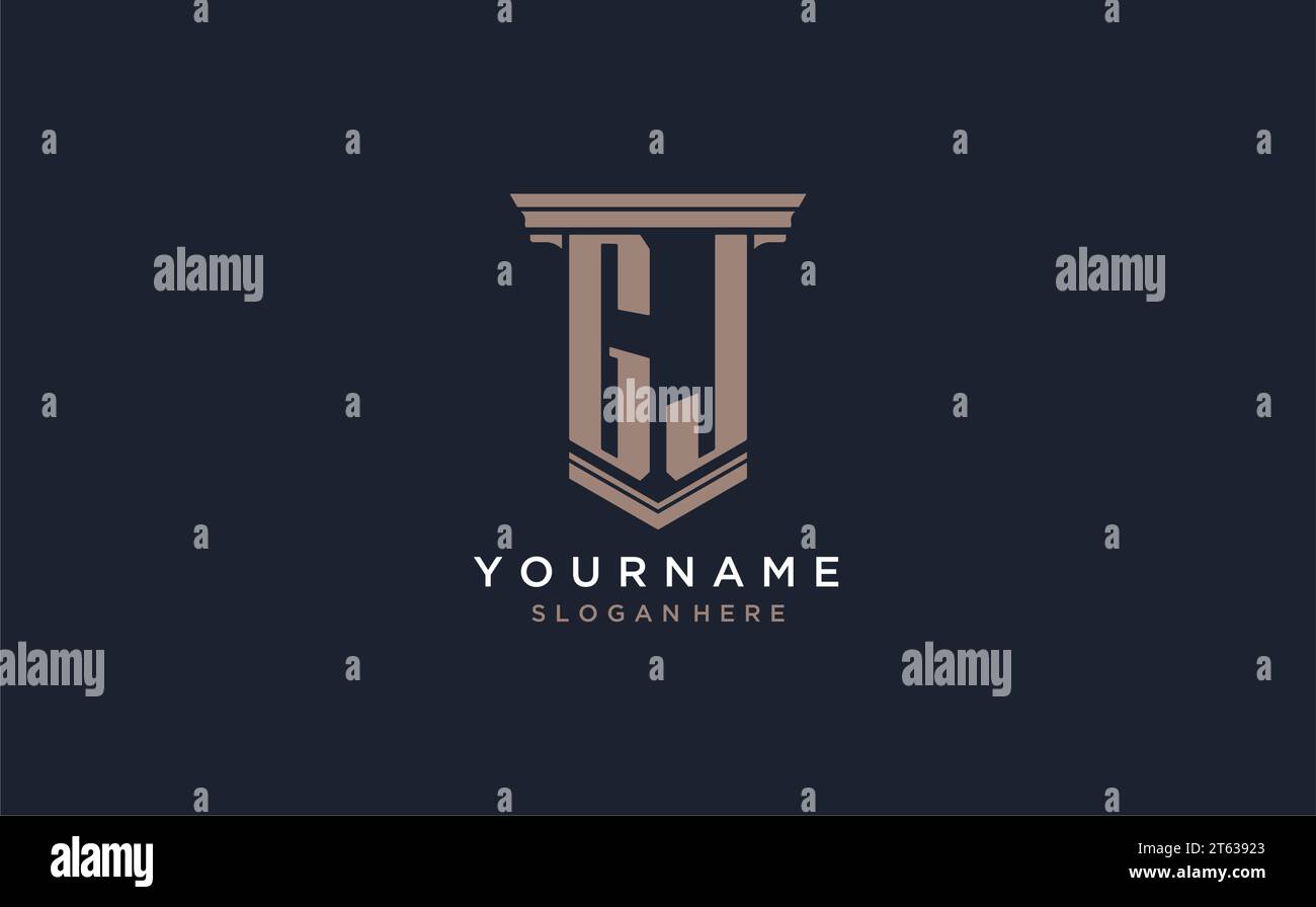 GJ initial logo with pillar style, luxury law firm logo design ideas ...