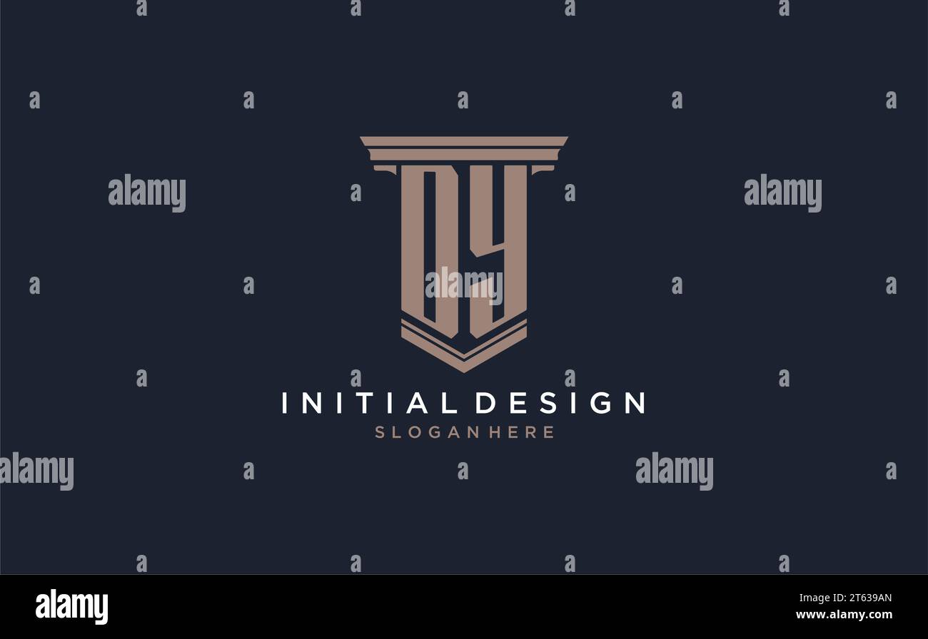 DY initial logo with pillar style, luxury law firm logo design ideas inspiration Stock Vector