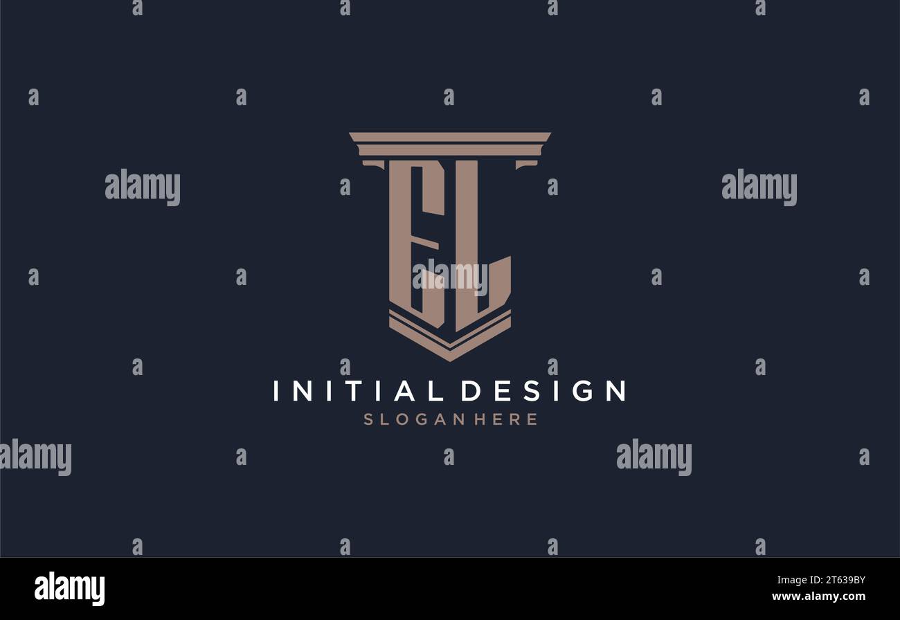 EL initial logo with pillar style, luxury law firm logo design ideas ...