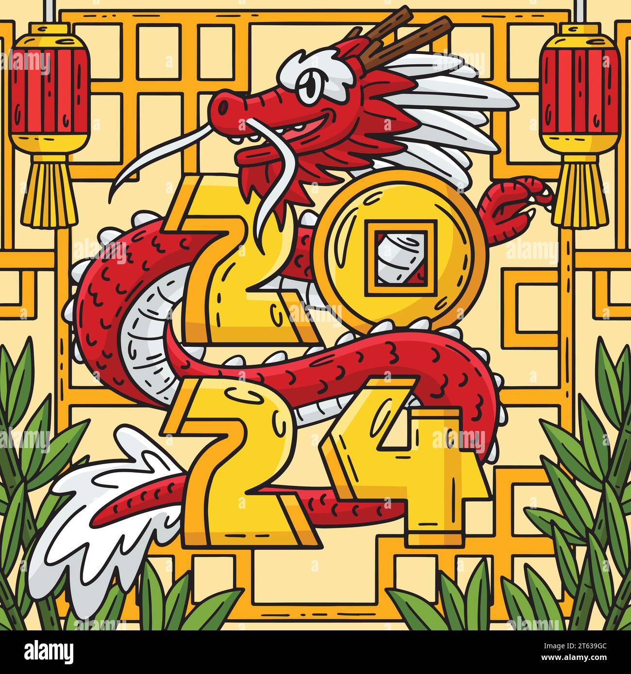 Year of the Dragon 2024 Colored Cartoon Stock Vector Image & Art - Alamy