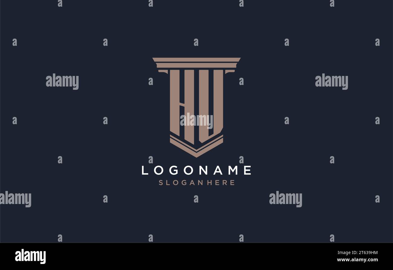 HU initial logo with pillar style, luxury law firm logo design ideas ...