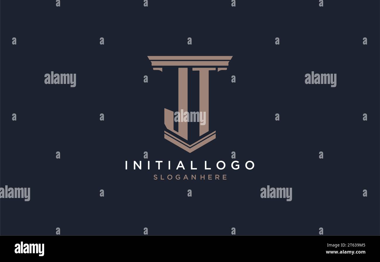 JT initial logo with pillar style, luxury law firm logo design ideas ...