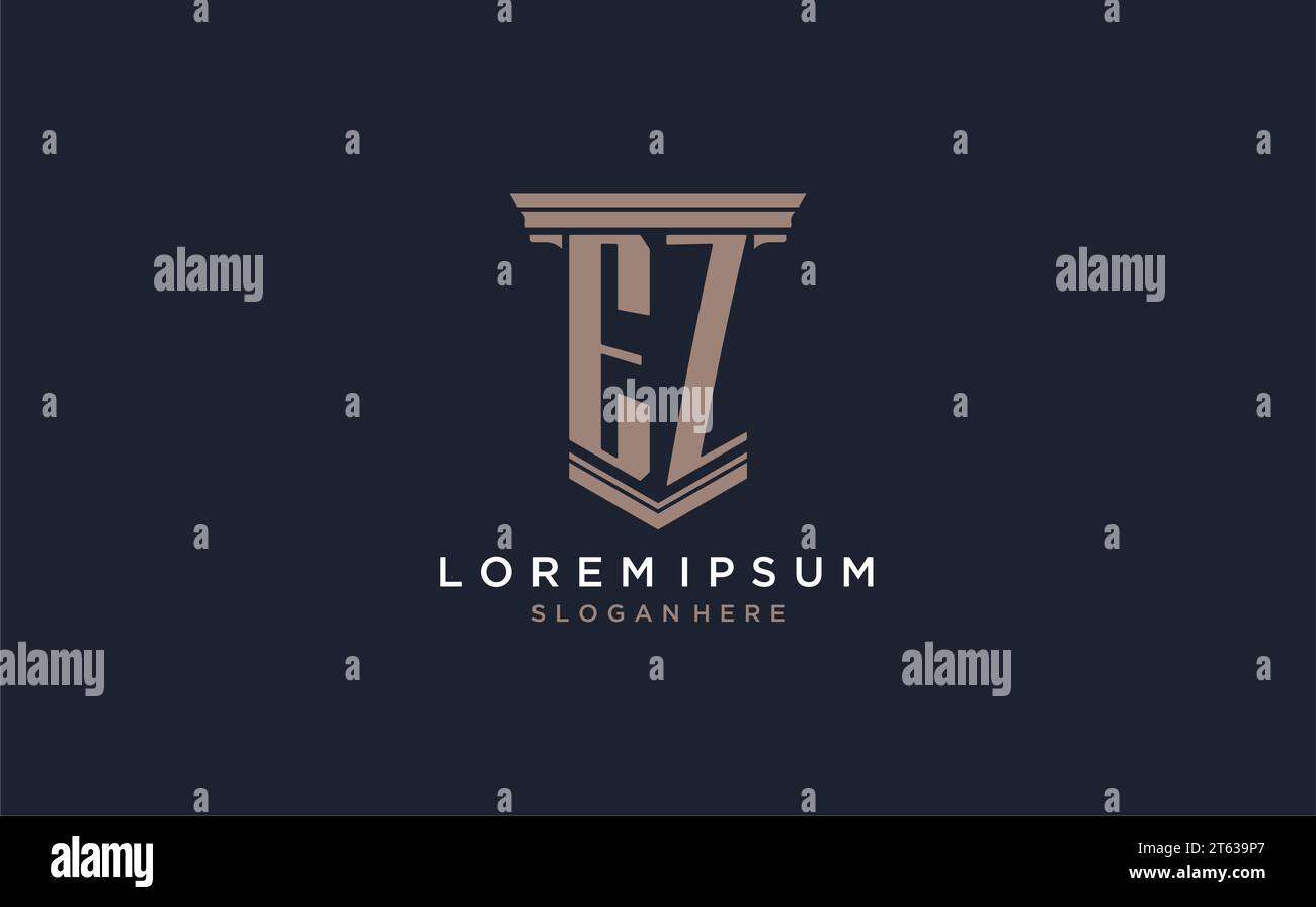 EZ initial logo with pillar style, luxury law firm logo design ideas inspiration Stock Vector