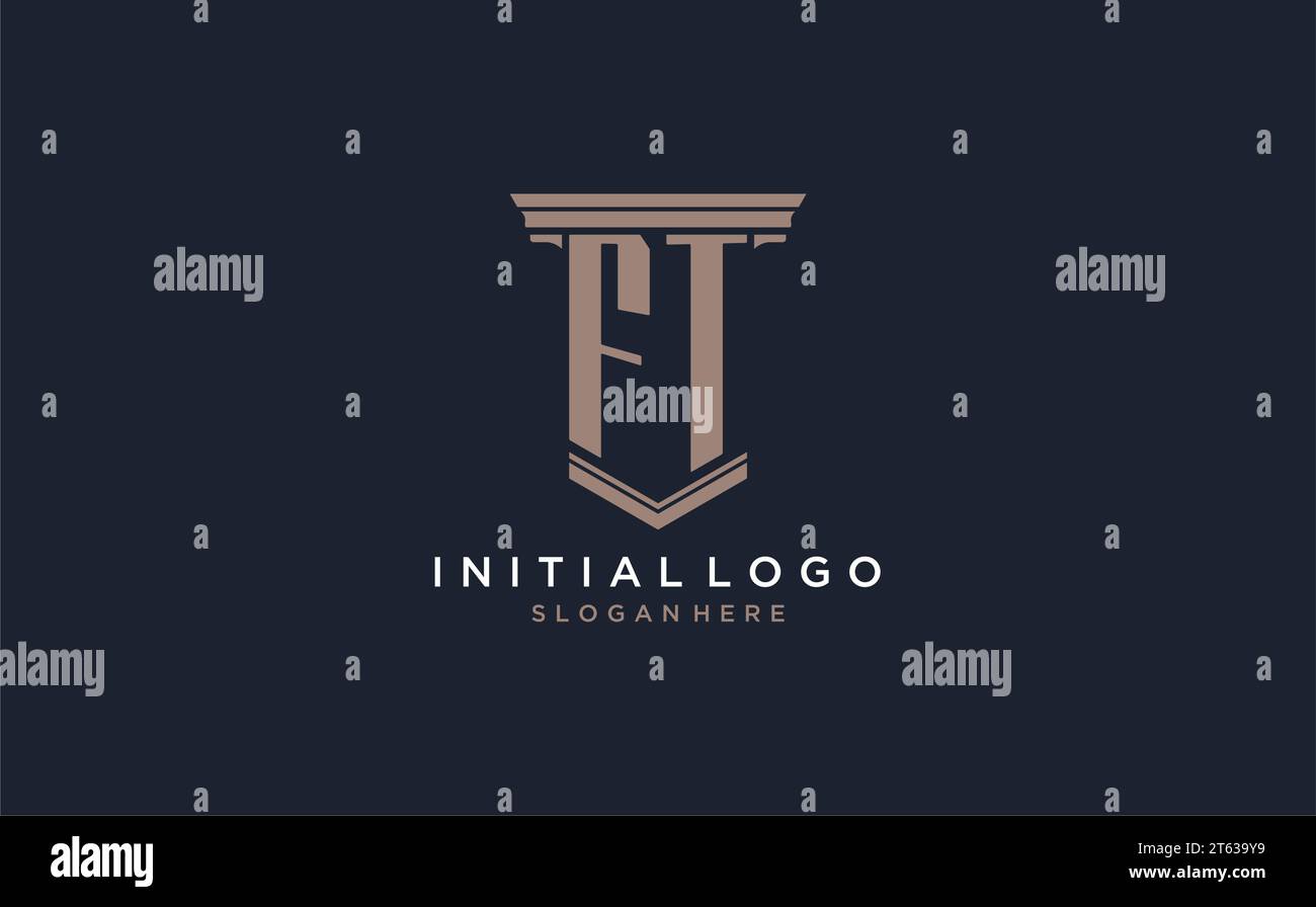 FT initial logo with pillar style, luxury law firm logo design ideas