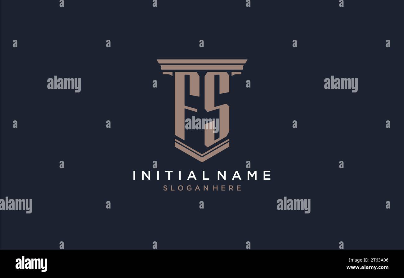 FS initial logo with pillar style, luxury law firm logo design ideas inspiration Stock Vector