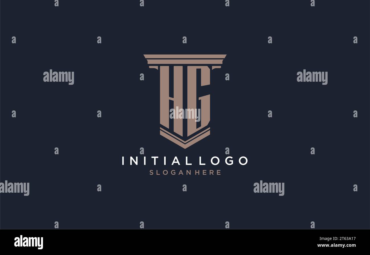 HG initial logo with pillar style, luxury law firm logo design ideas ...