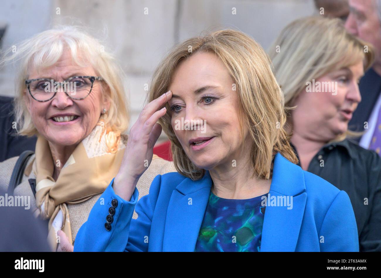 Sian Williams (psychologist, and former newsreader) leaving a memorial service in St Martin In The Fields, 7th Nov 2023. Stock Photo