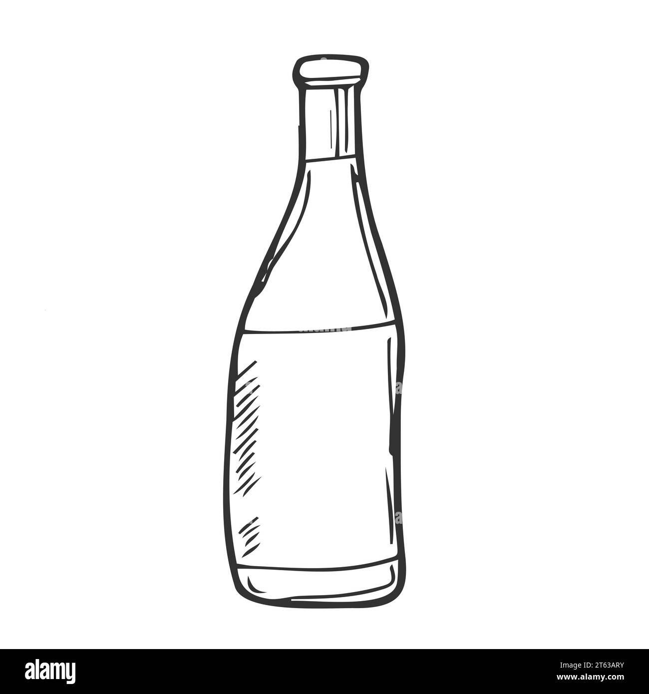bottle, sketch style vector illustration isolated on white background. glass bottle, container Stock Vector