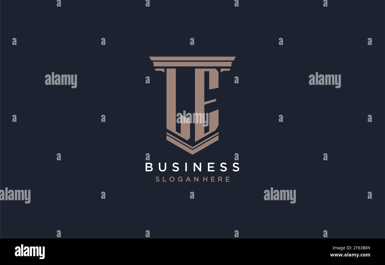 LE initial logo with pillar style, luxury law firm logo design ideas ...