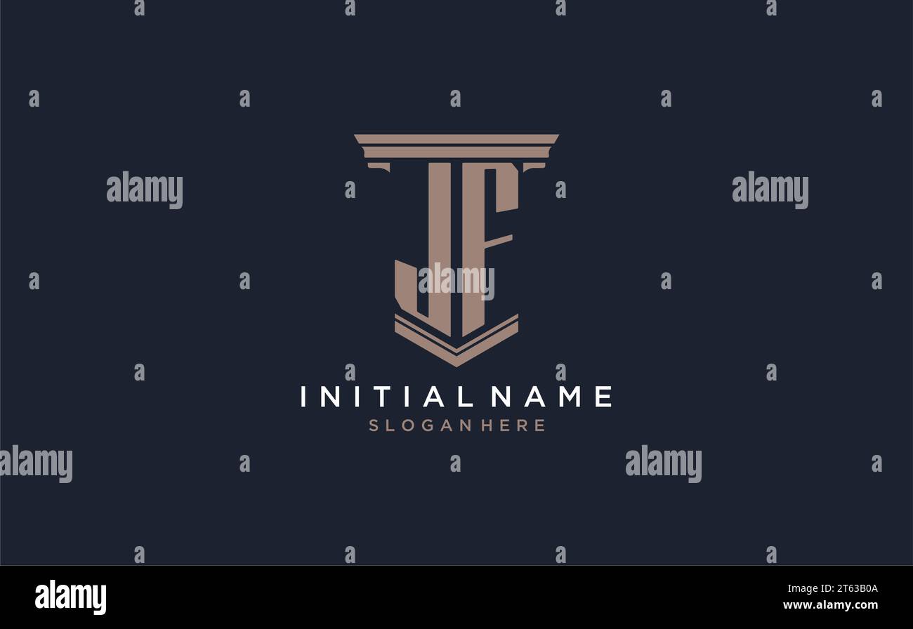 JF initial logo with pillar style, luxury law firm logo design ideas ...