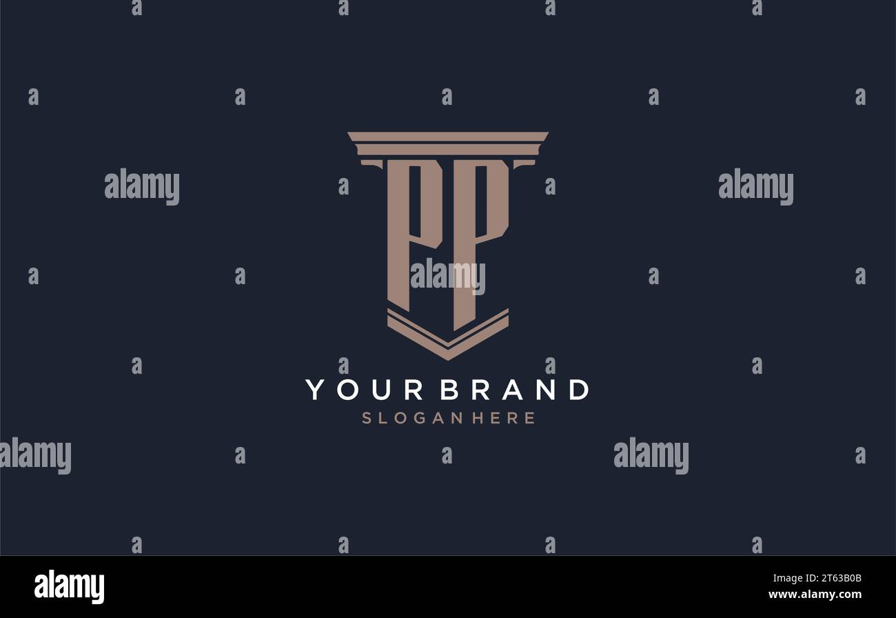 PP initial logo with pillar style, luxury law firm logo design ideas ...