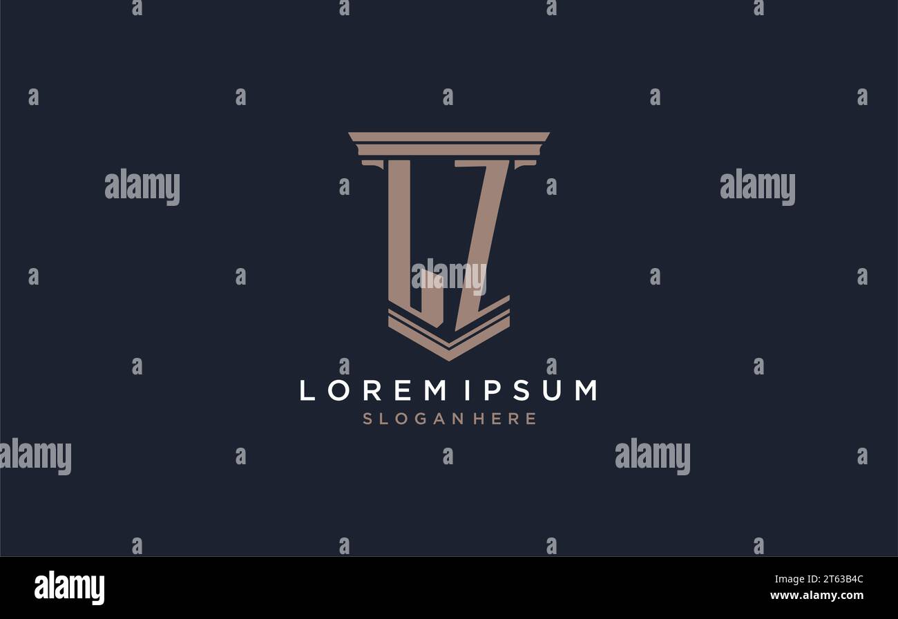 LZ initial logo with pillar style, luxury law firm logo design ideas ...