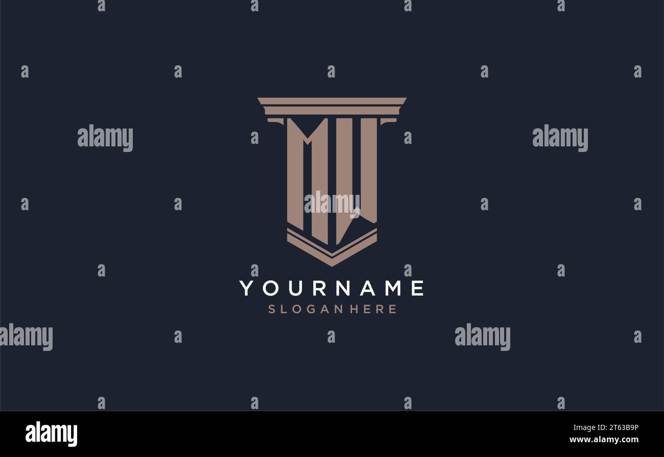 MW initial logo with pillar style, luxury law firm logo design ideas ...