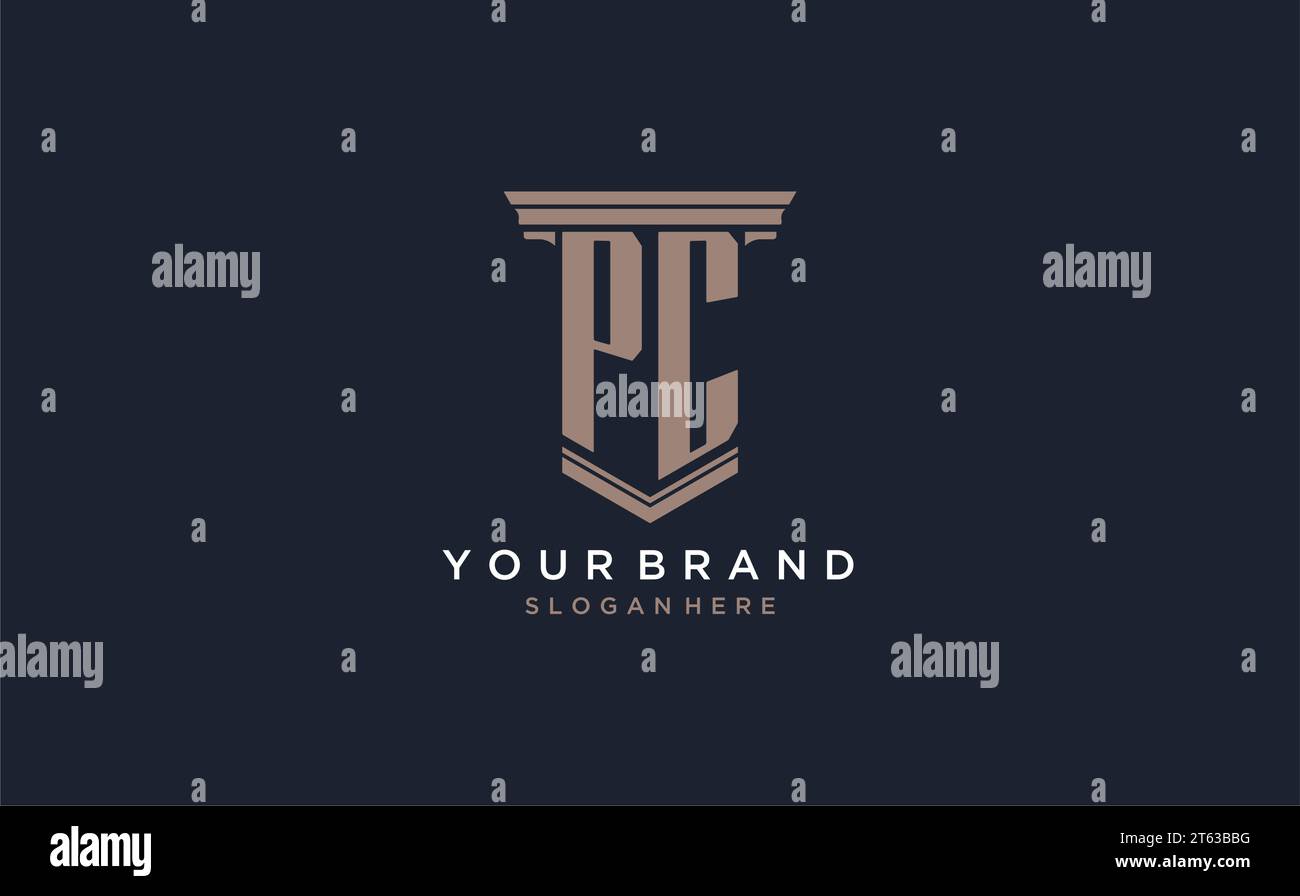 PC initial logo with pillar style, luxury law firm logo design ideas ...