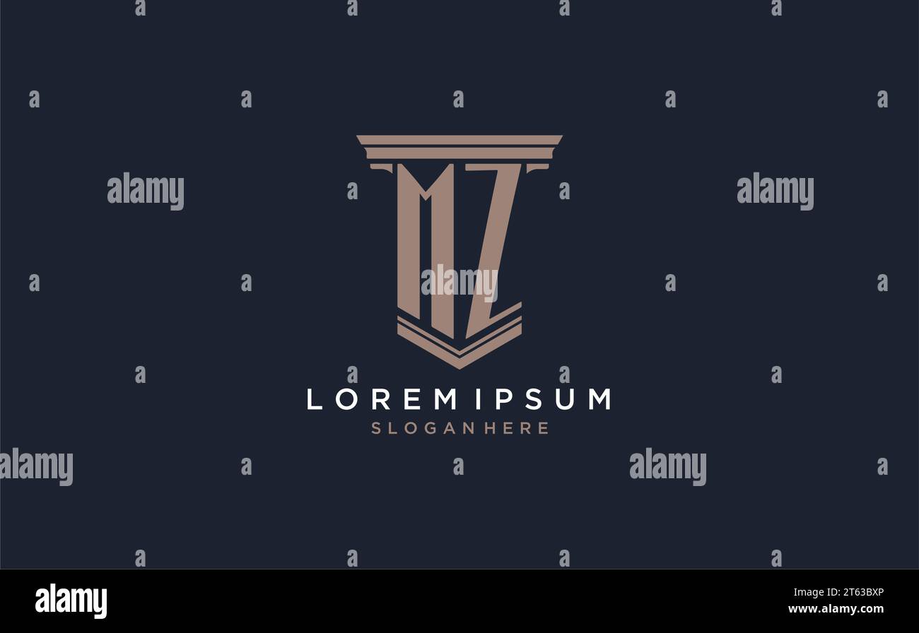 MZ initial logo with pillar style, luxury law firm logo design ideas ...