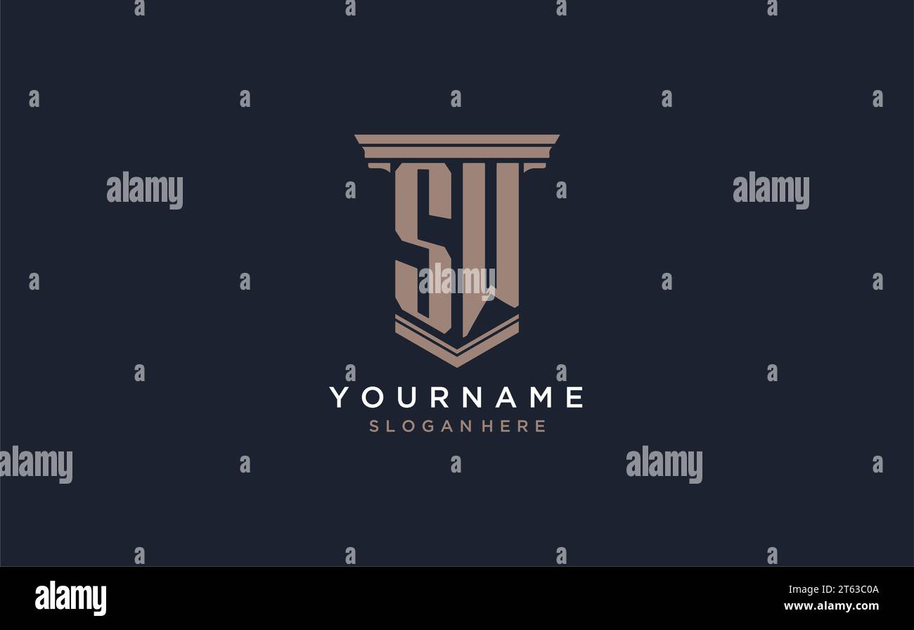 SW initial logo with pillar style, luxury law firm logo design ideas ...
