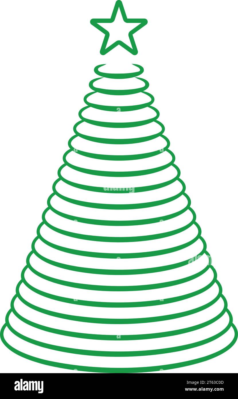 Modern Christmas tree icon symbol line art. vector illustration Stock