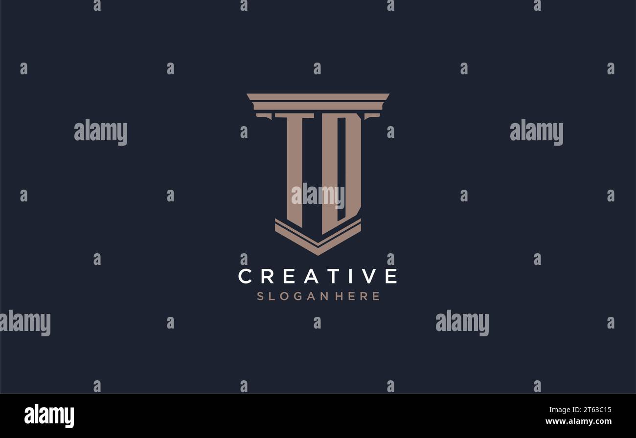 TD initial logo with pillar style, luxury law firm logo design ideas inspiration Stock Vector