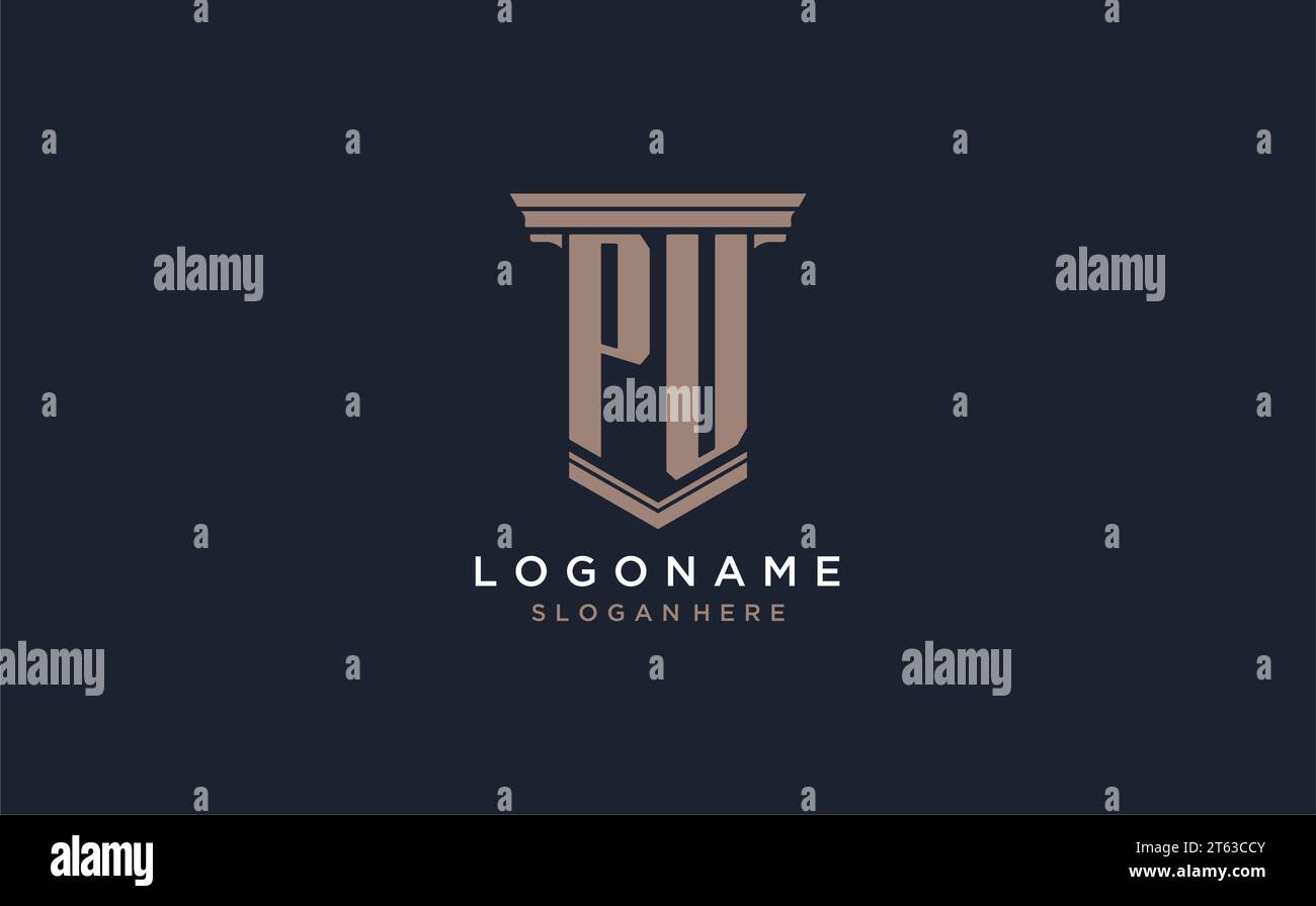 PU initial logo with pillar style, luxury law firm logo design ideas ...
