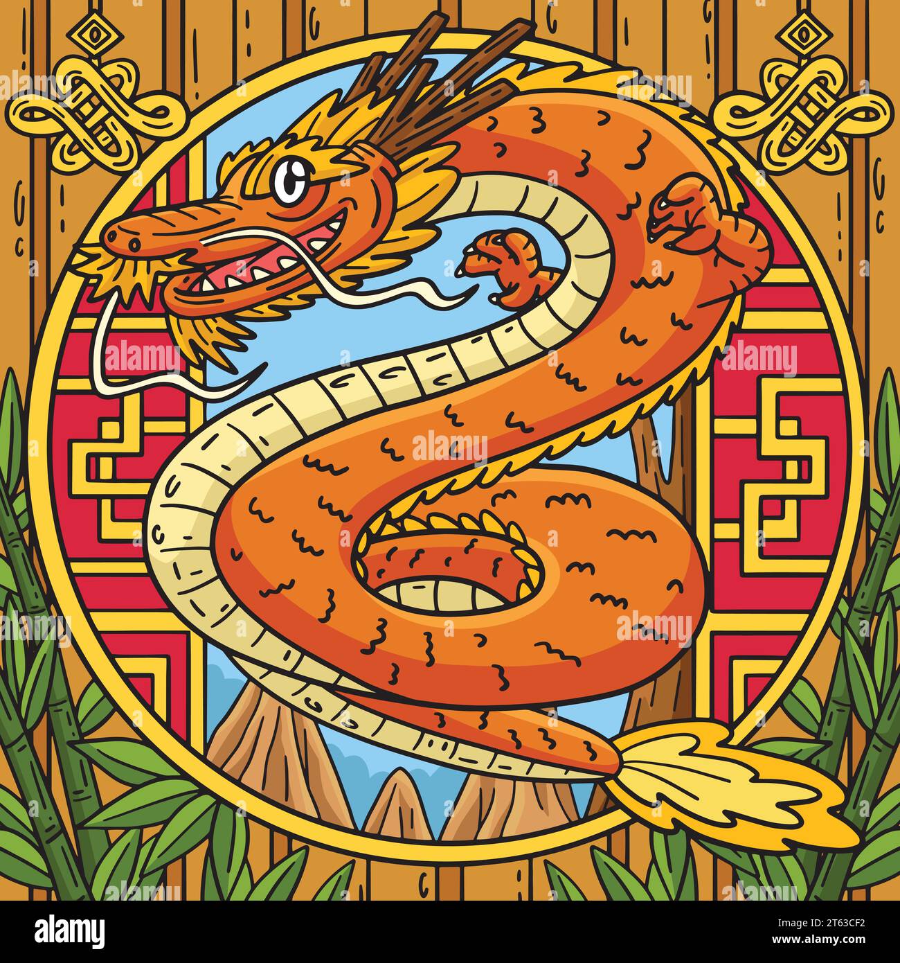 Year of the Dragon Oriental Dragon Colored Cartoon Stock Vector Image ...