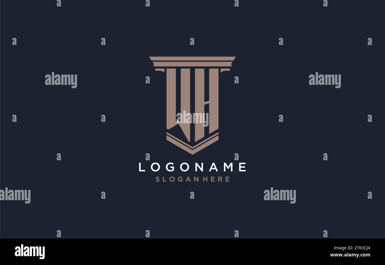 WH initial logo with pillar style, luxury law firm logo design ideas ...