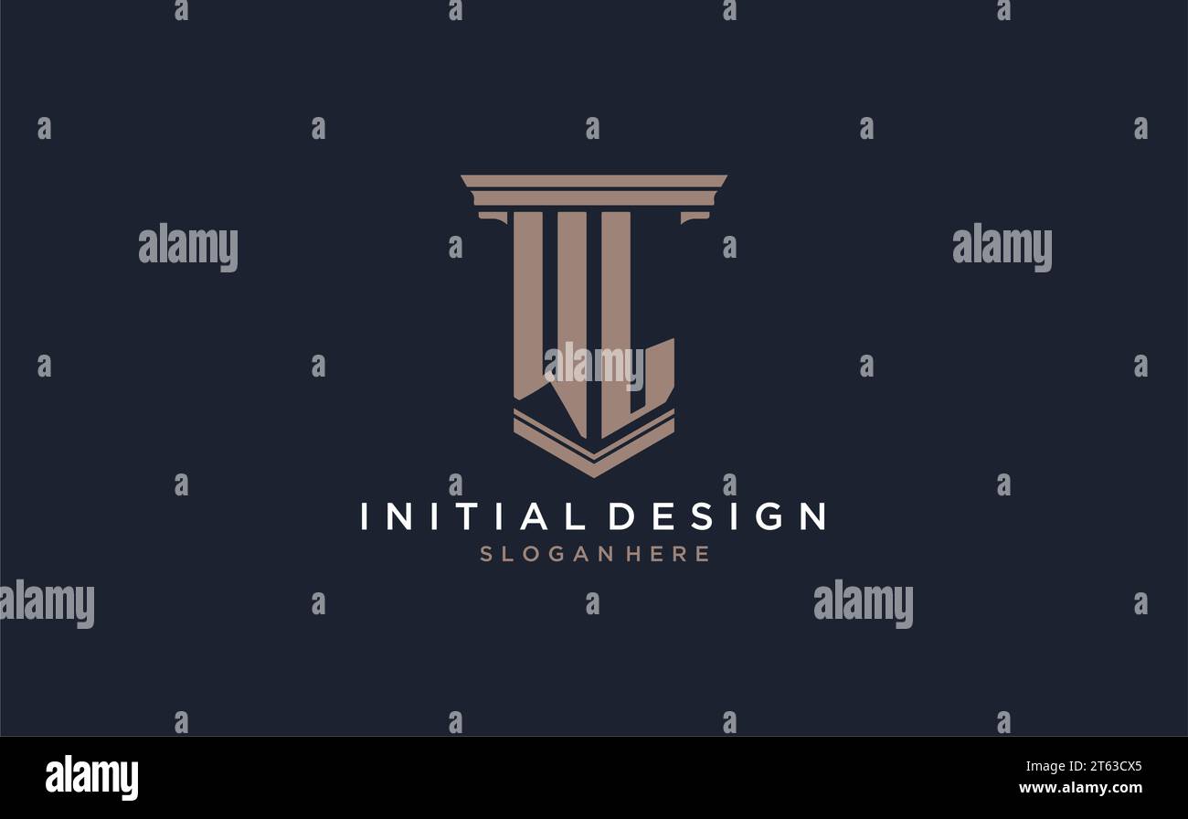 WL initial logo with pillar style, luxury law firm logo design ideas ...