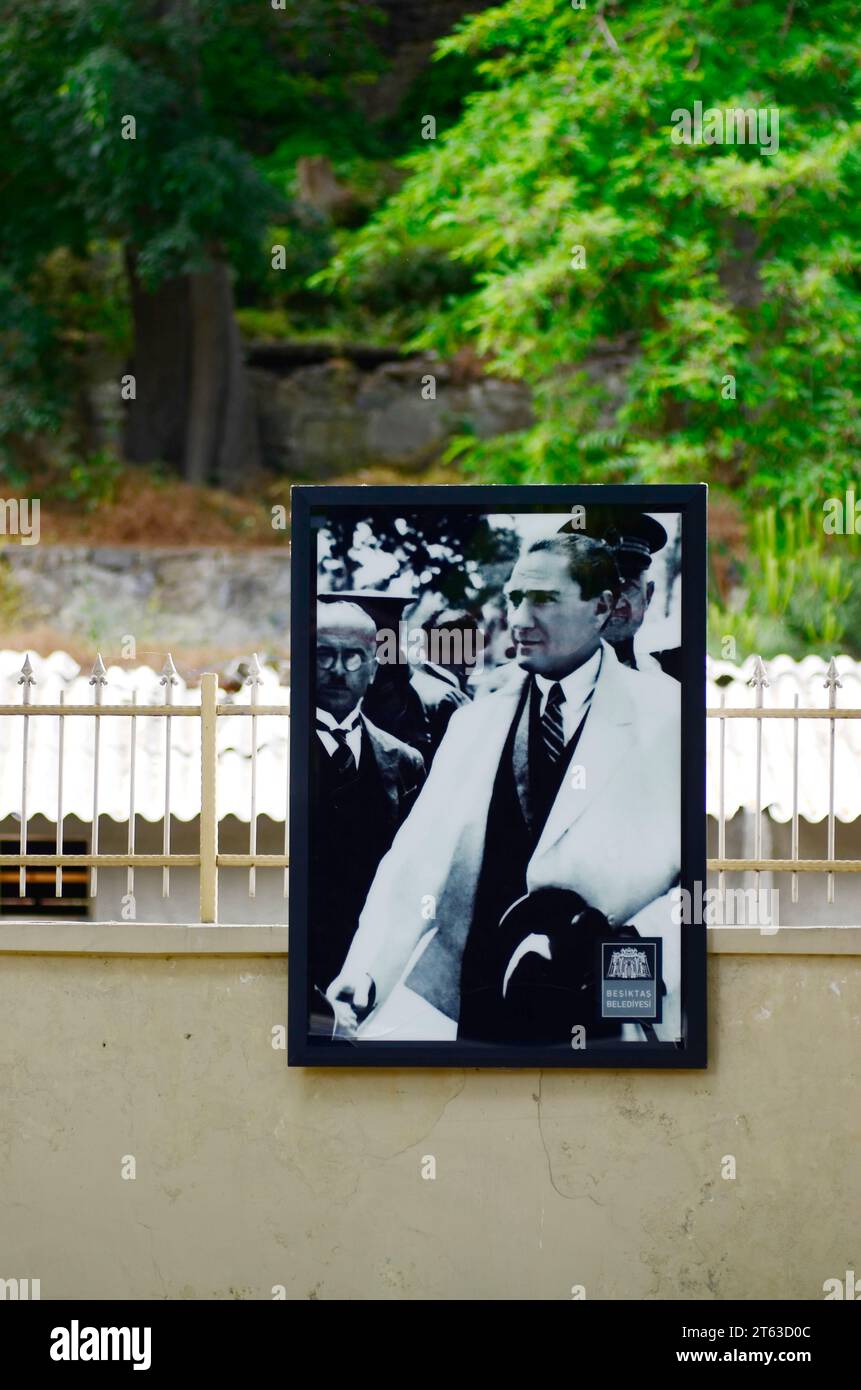 Istanbul, Türkiye. Public Ataturk portrait in Istanbul Stock Photo