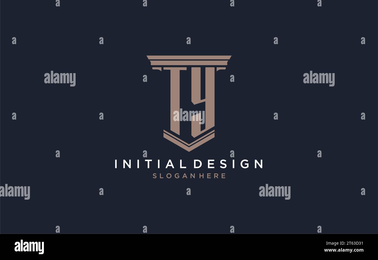 TY initial logo with pillar style, luxury law firm logo design ideas inspiration Stock Vector