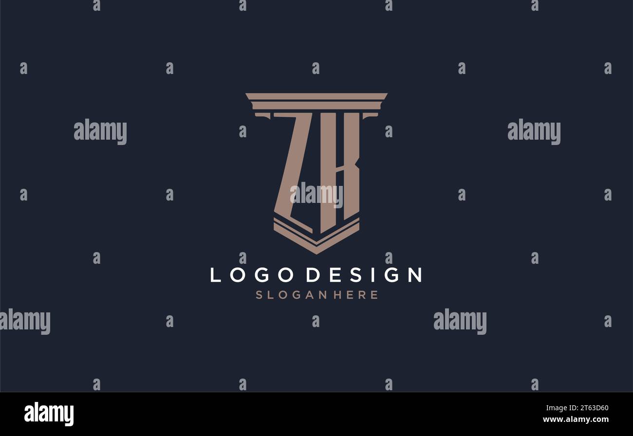 ZK initial logo with pillar style, luxury law firm logo design ideas ...