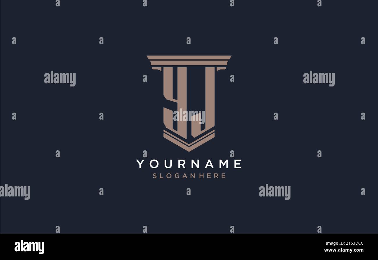 YJ initial logo with pillar style, luxury law firm logo design ideas ...