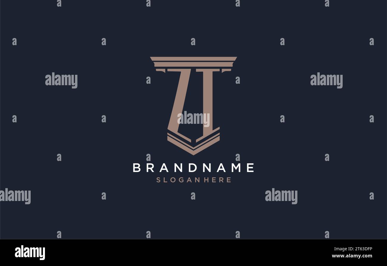 ZI initial logo with pillar style, luxury law firm logo design ideas ...