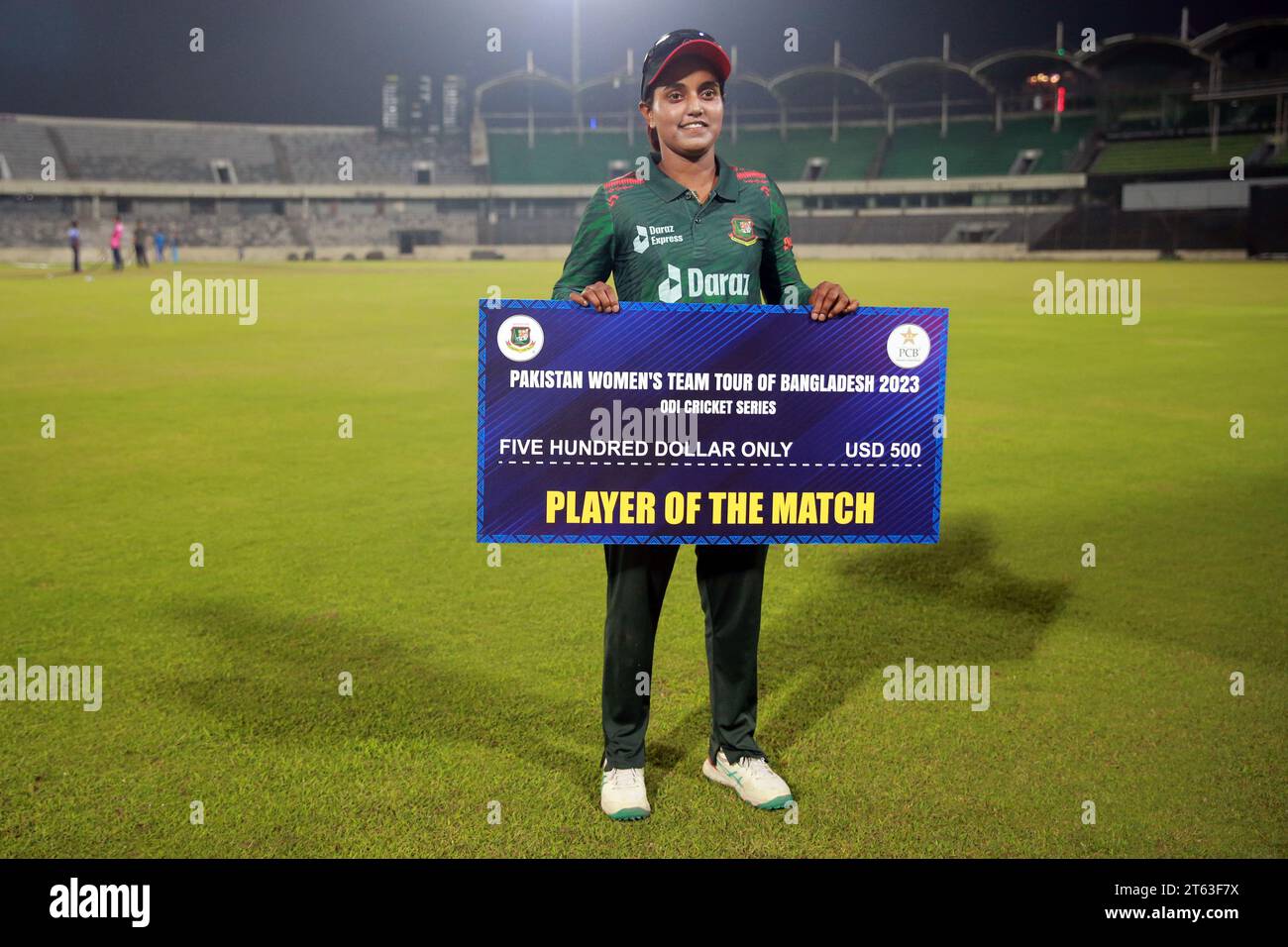 Captain Nigar Sultana Joty become man of the match as Bangladesh women's cricket team clinched the second ODI of the three-match series against Pakist Stock Photo