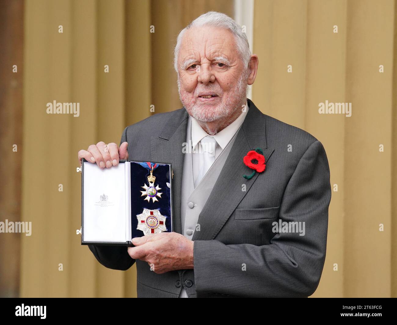Sir Terry Waite after receiving his Knighthood and being appointed Knight Commander of the Order of St Michael and St George (KCMG) for his services to charity at an investiture ceremony at Buckingham Palace in London. Picture date: Wednesday November 8, 2023. Stock Photo