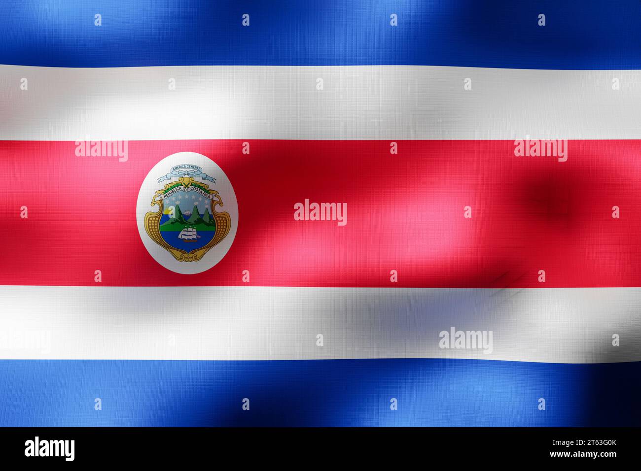 Costa Rica - textile flag - 3d illustration Stock Photo - Alamy