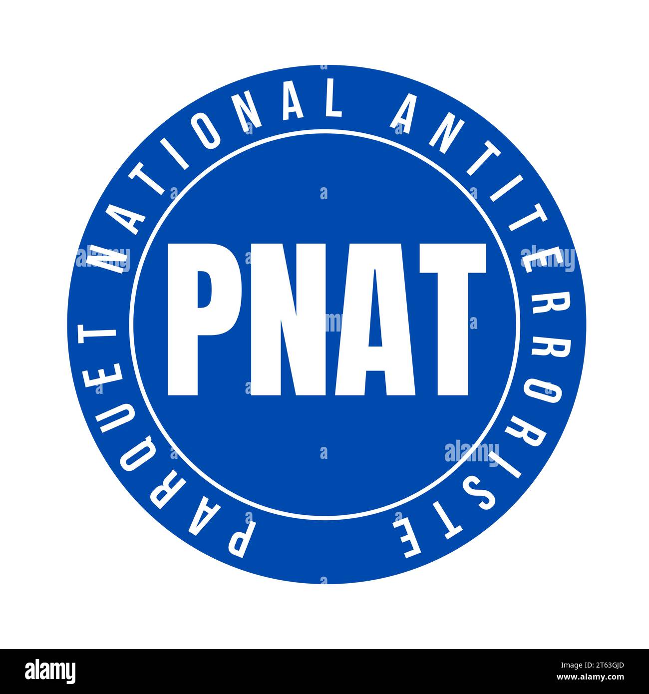 National anti-terrorism prosecution symbol icon in France called PNAT parquet national antiterroriste in French language Stock Photo