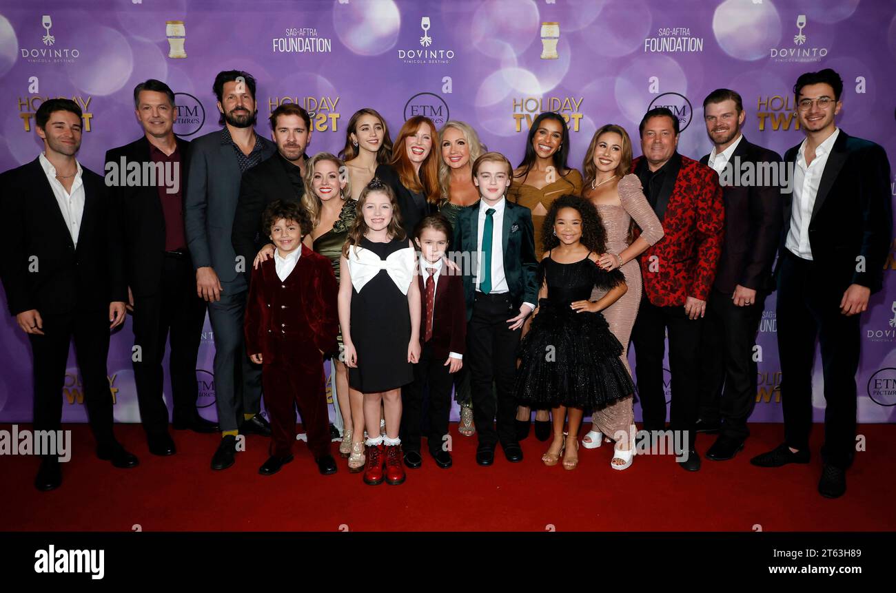 HOLLYWOOD, CA - NOVEMBER 7: Jeff Rector, Caylee Cowan, Sadie Stratton, Stephanie Garvin, Kelly Stables, Melody Thorton, Brian Thomas Smith, Haley Reinhard at the world premiere of Holiday Twist at the TCL Chinese Theater in Hollywood, California on November 7, 2023. Copyright: xFayexSadoux Credit: Imago/Alamy Live News Stock Photo