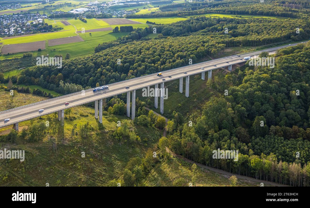 Aerial view, highway bridge ,A45, dilapidated viaducts, traffic infrastructure, planned demolition, planned new construction, Die Autobahn GmbH des Bu Stock Photo