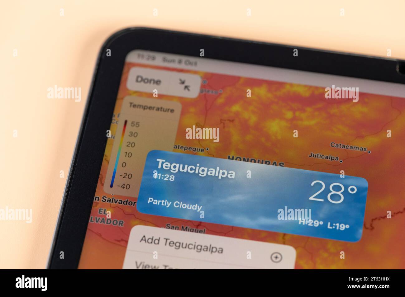 New York, USA October 8, 2023 Checking temperature outside in