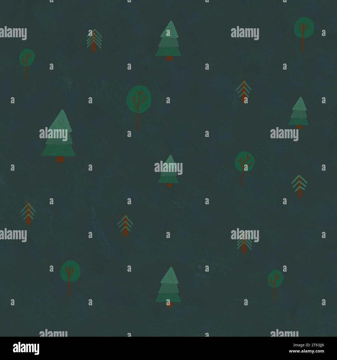 Illustration of a simplistic forest pattern on a dark green background ...