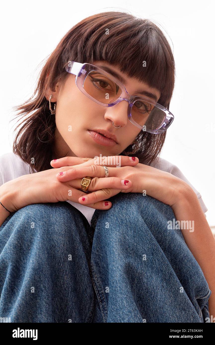 Girl on knees looking up hi-res stock photography and images - Alamy